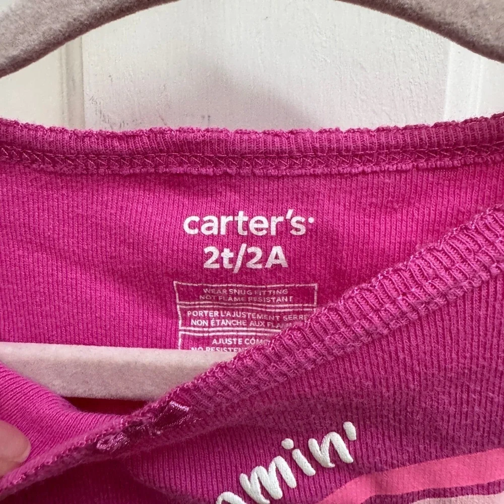 Carter's 2T Girls Pink Short Sleeve Tee Double Rainbow Dreamin Pajama Top